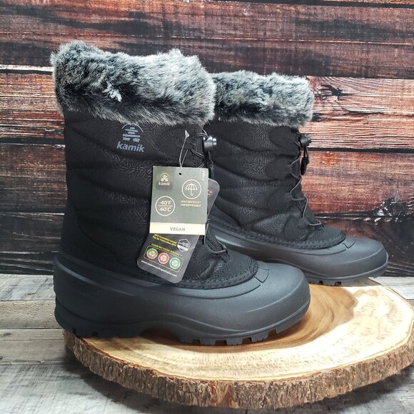 NWT Kamik Snow Boots Size 7 Momentum Waterproof Insulated Outdoor Black Vegan - Picture 5 of 11